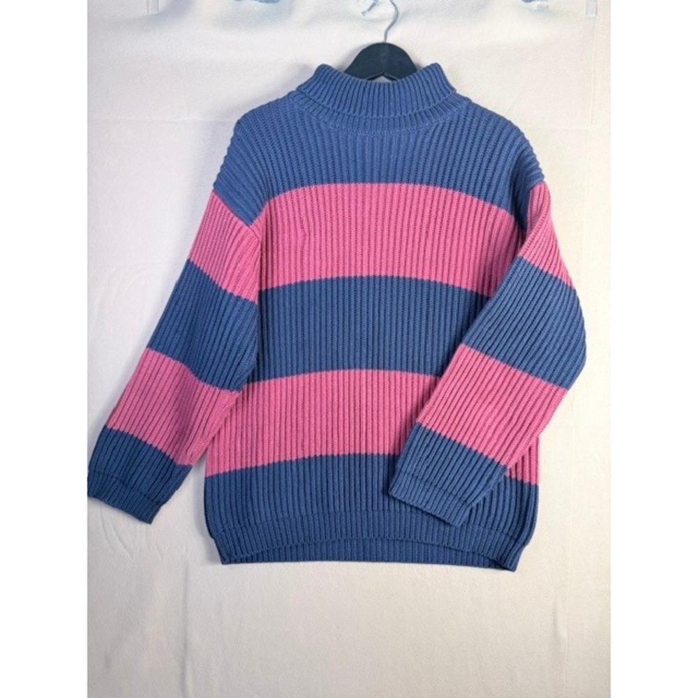 Ralph Lauren Red Navy Striped Cotton Turtleneck Sweater Women's M